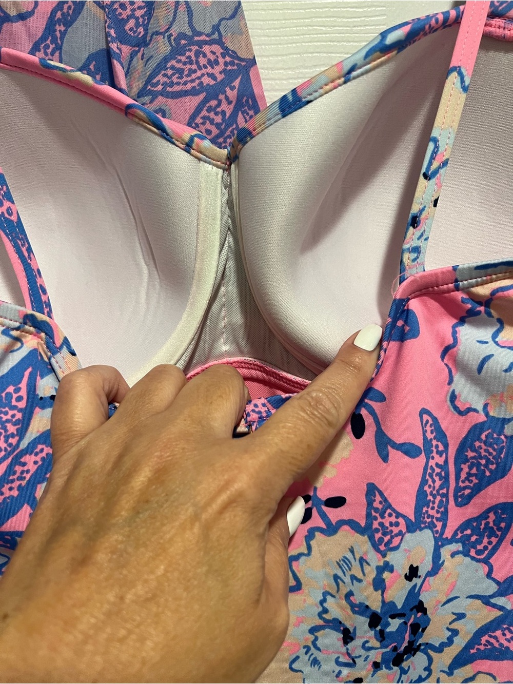 Lilly Pulitzer Pink and Purple Floral One-Piece Swimsuit with Matching Cover-Up - Picture 5 of 10